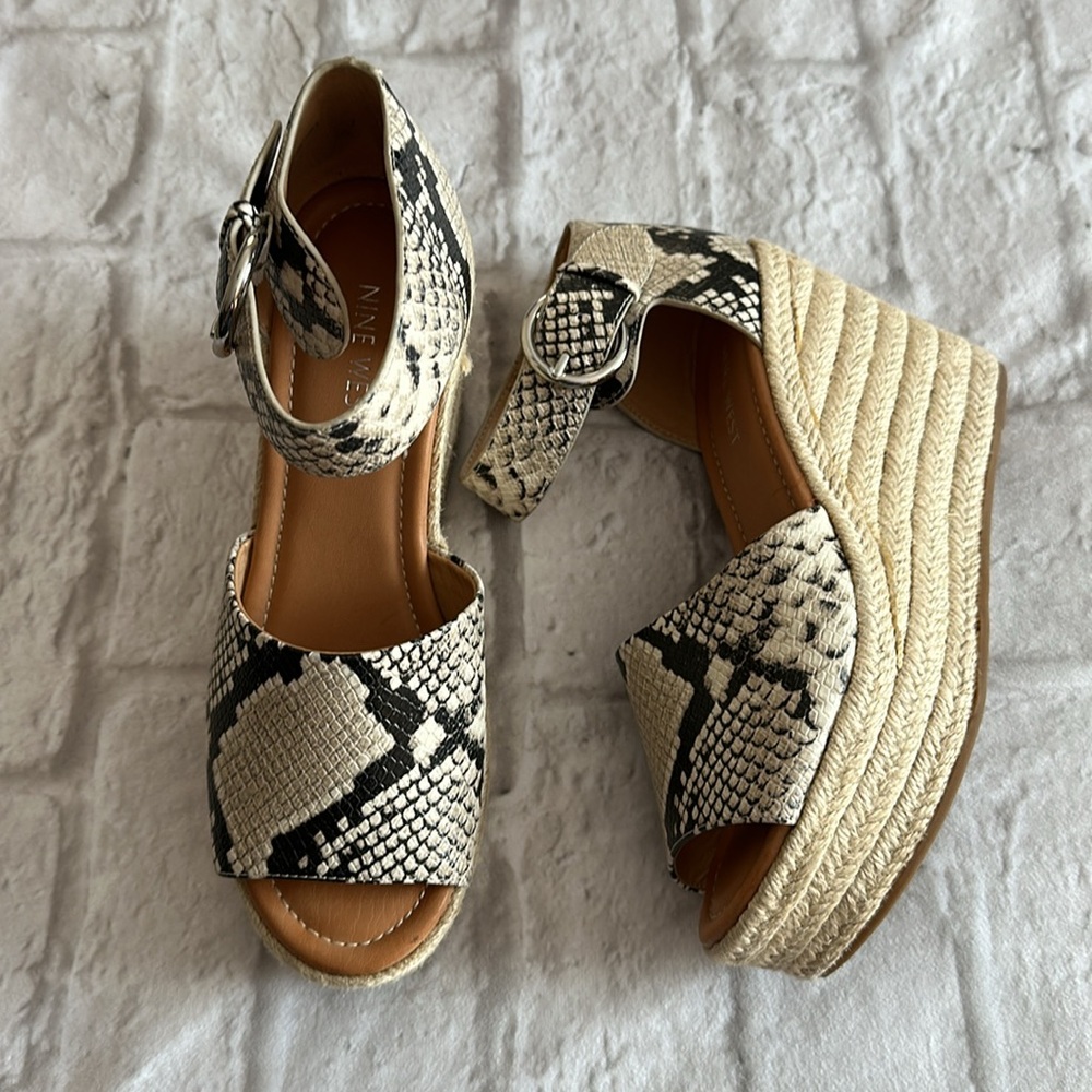 Nine West Adell Snake Print Wedge Women’s Sandals Size 7.5